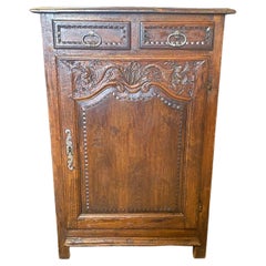 French Louis XV Petite Carved Oak Buffet Cabinet