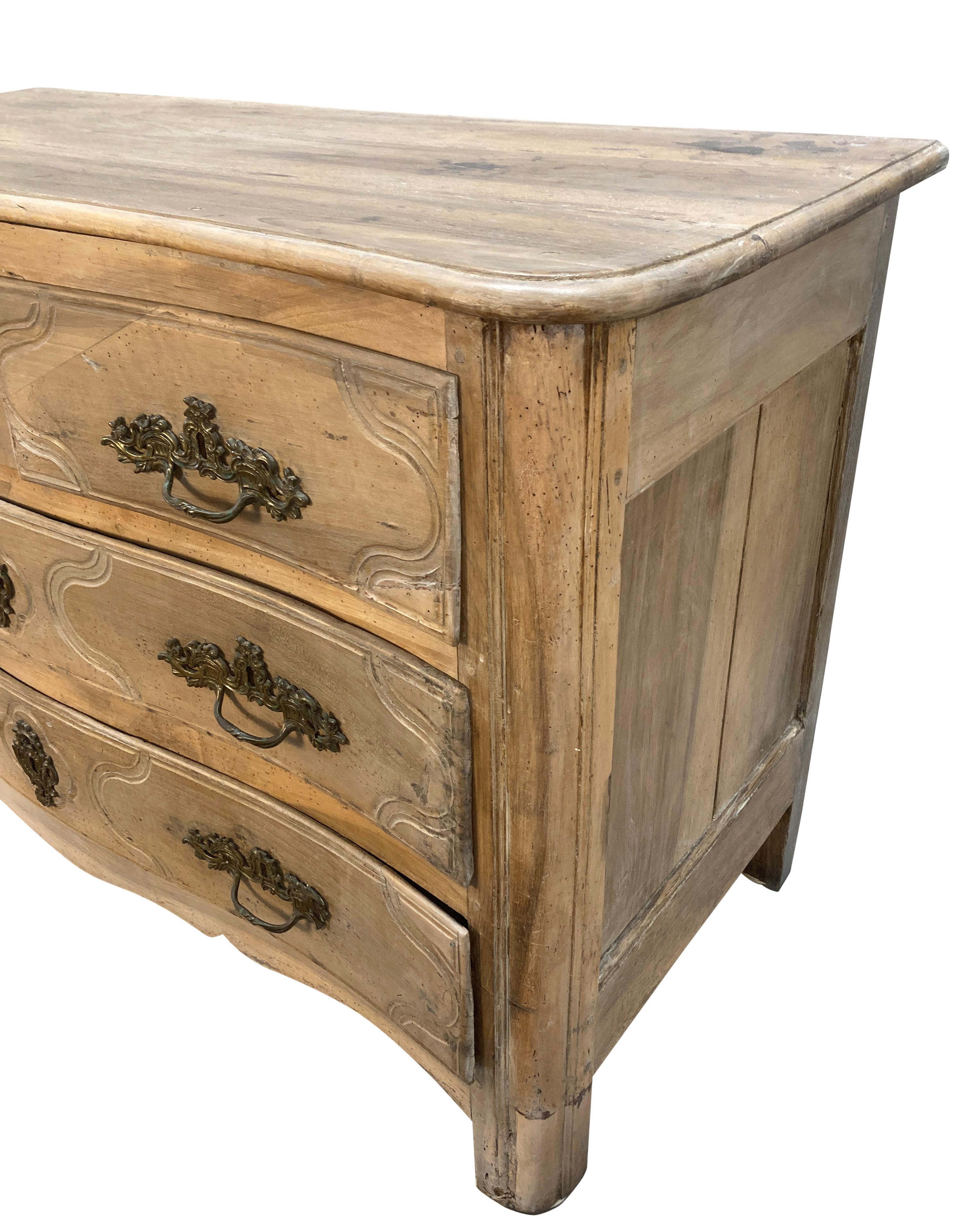 French Louis XV Pickled Walnut Commode For Sale 1