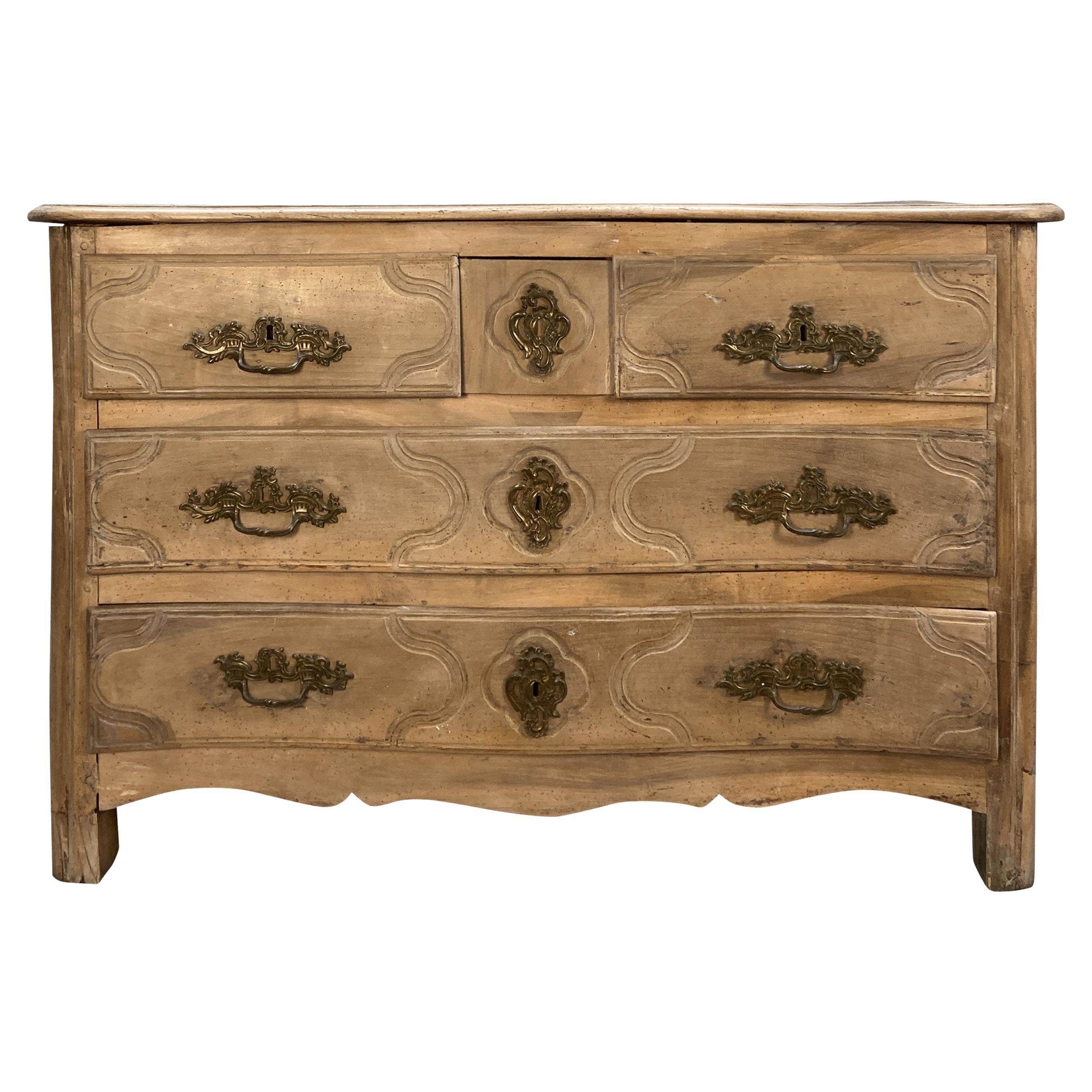 French Louis XV Pickled Walnut Commode For Sale