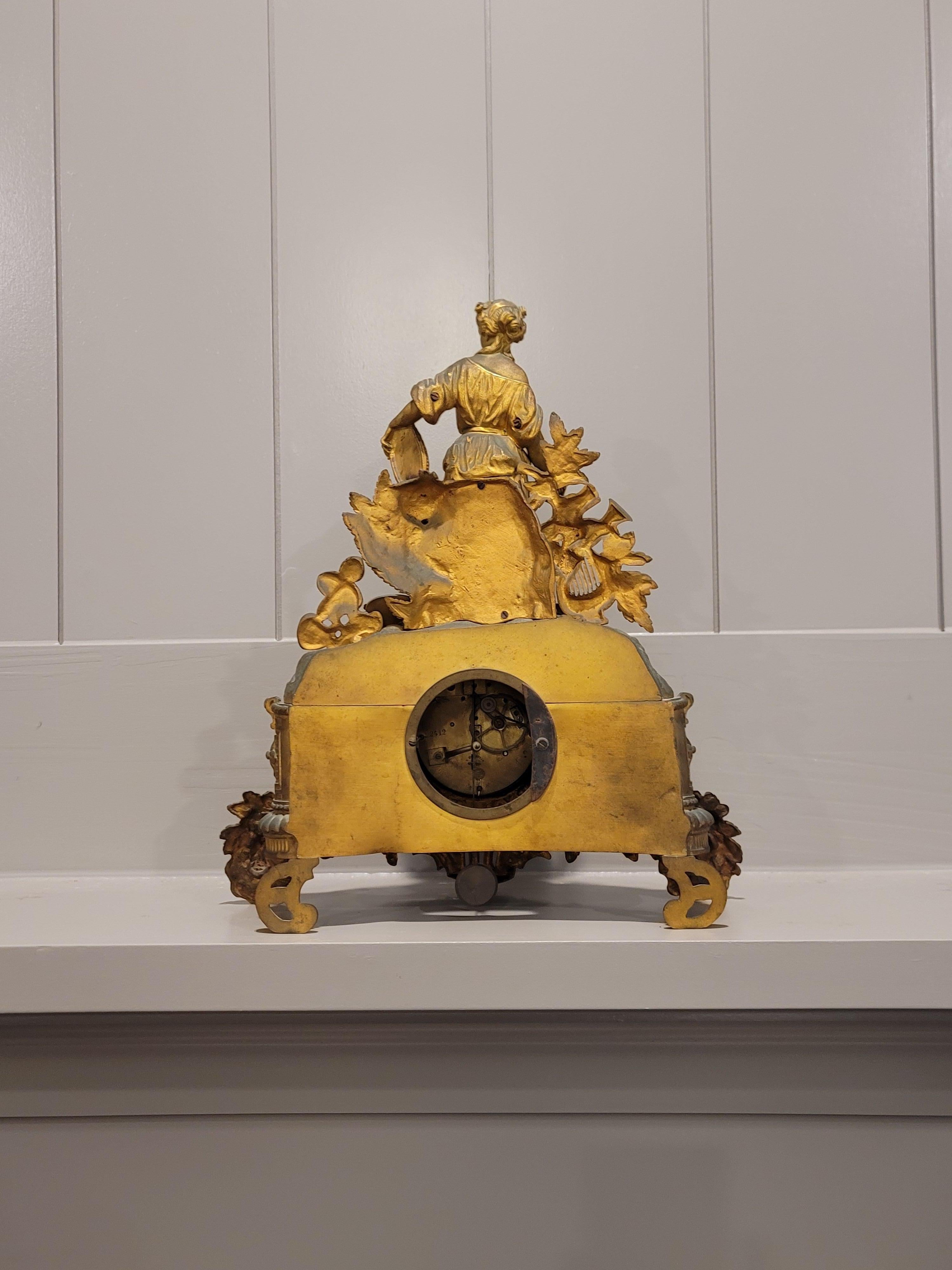 Horloge française Louis XV en porcelaine patinée et bronze doré signée Hottot Japy Frères en vente 8