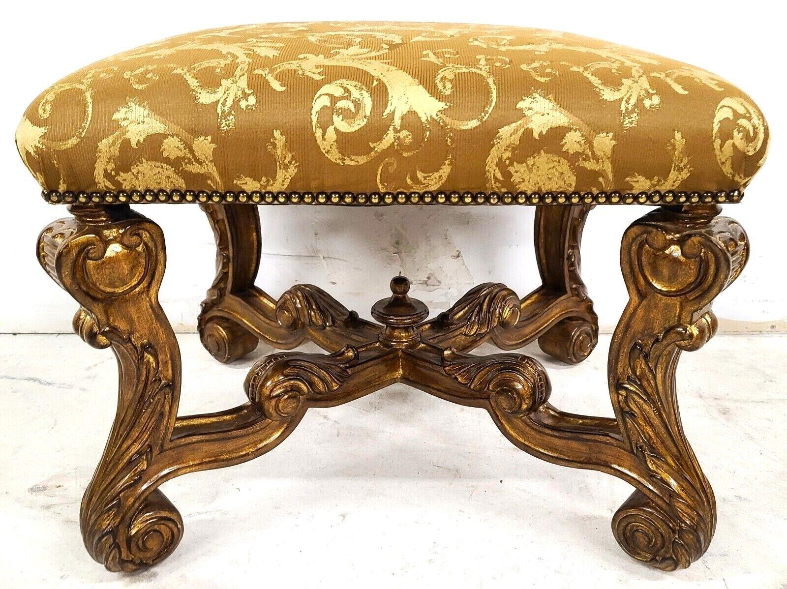 French Louis XV Pouffe Footstool Ottoman by Marge Carson In Good Condition In Lake Worth, FL