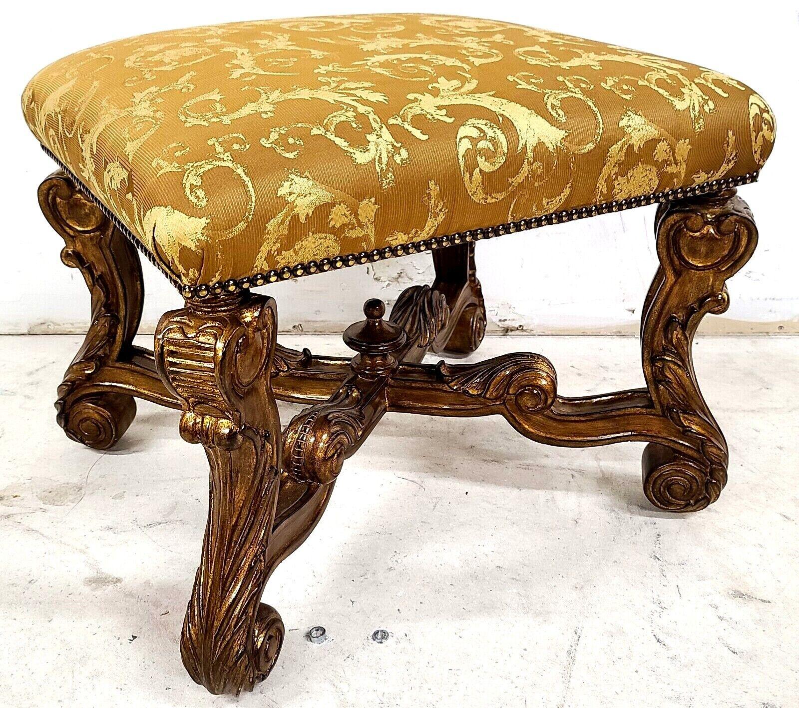 Cotton French Louis XV Pouffe Footstool Ottoman by Marge Carson