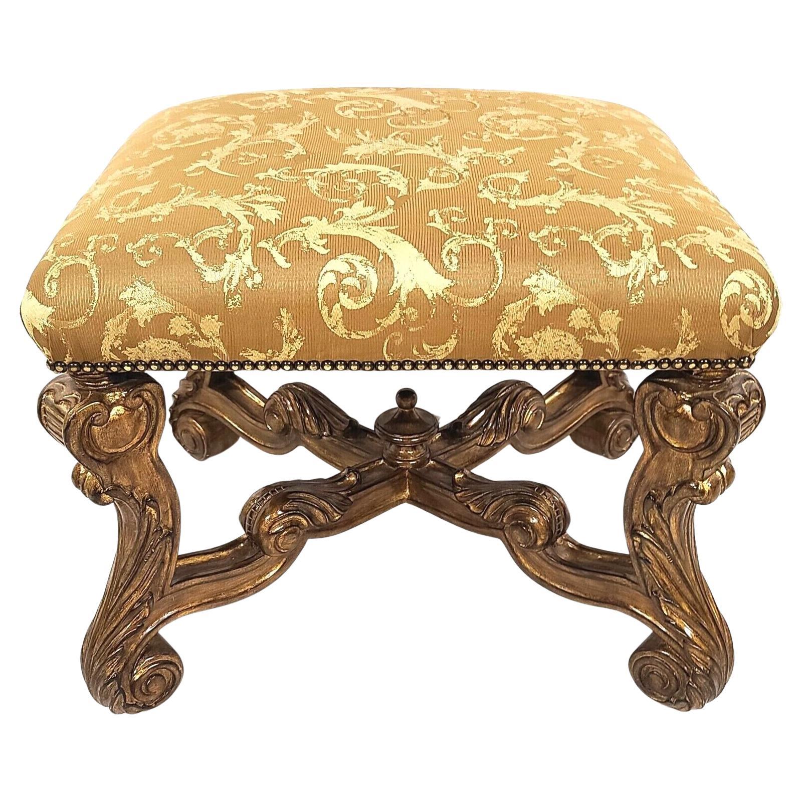 French Louis XV Pouffe Footstool Ottoman by Marge Carson