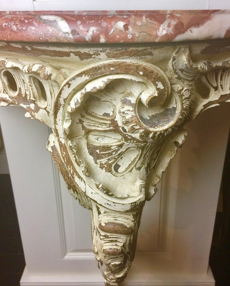 French Louis XV Provencal Style, 19th Century Marble-Top Console Table For Sale 6