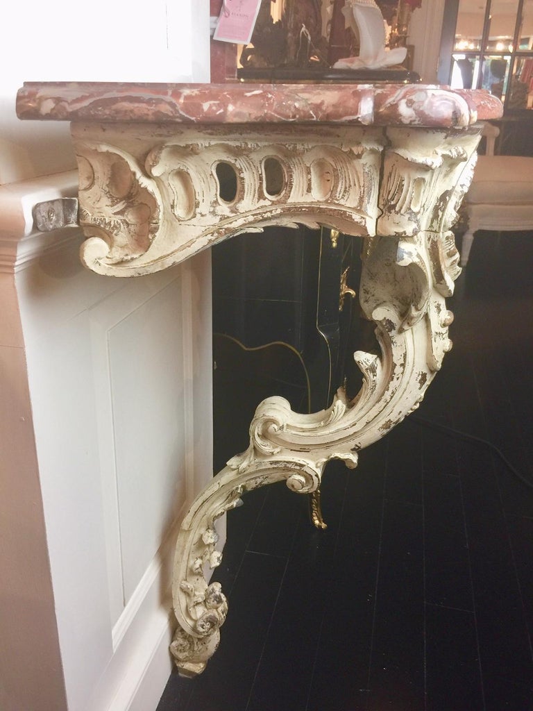 French Louis XV Provencal Style, 19th Century Marble-Top Console Table For Sale 3