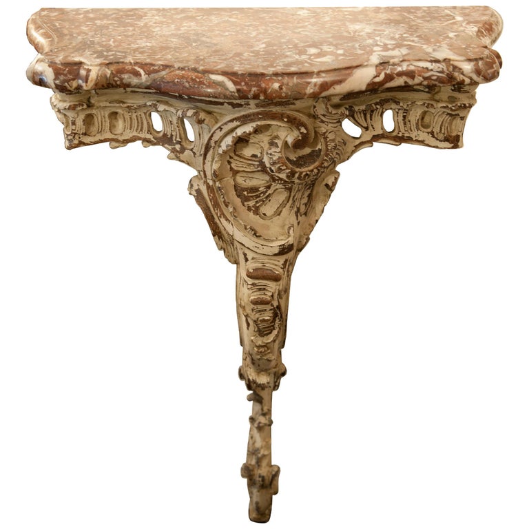 French Louis XV Provencal Style, 19th Century Marble-Top Console Table For Sale
