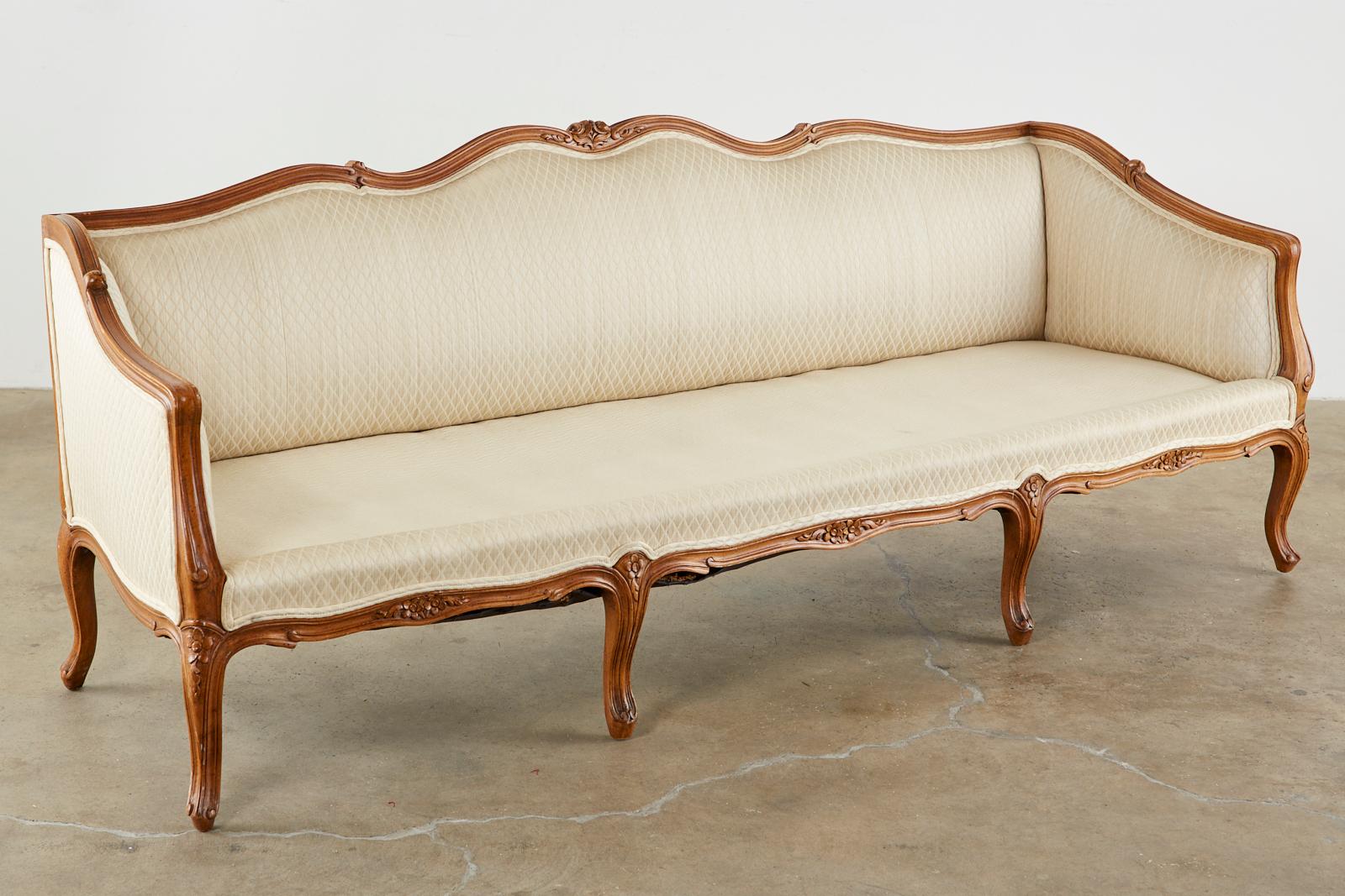 French Louis XV Provincial Style Carved Serpentine Sofa 2