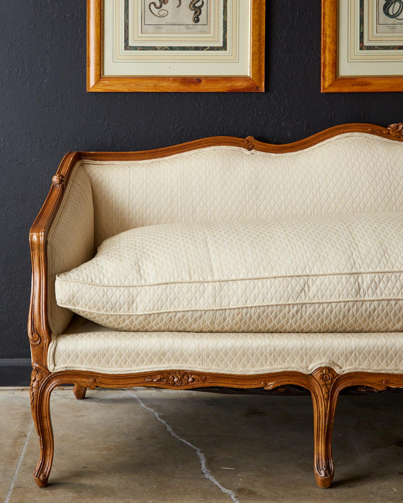 French Louis XV Provincial Style Carved Serpentine Sofa 4