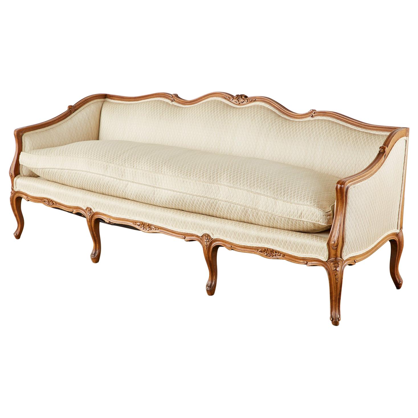 French Louis XV Provincial Style Carved Serpentine Sofa