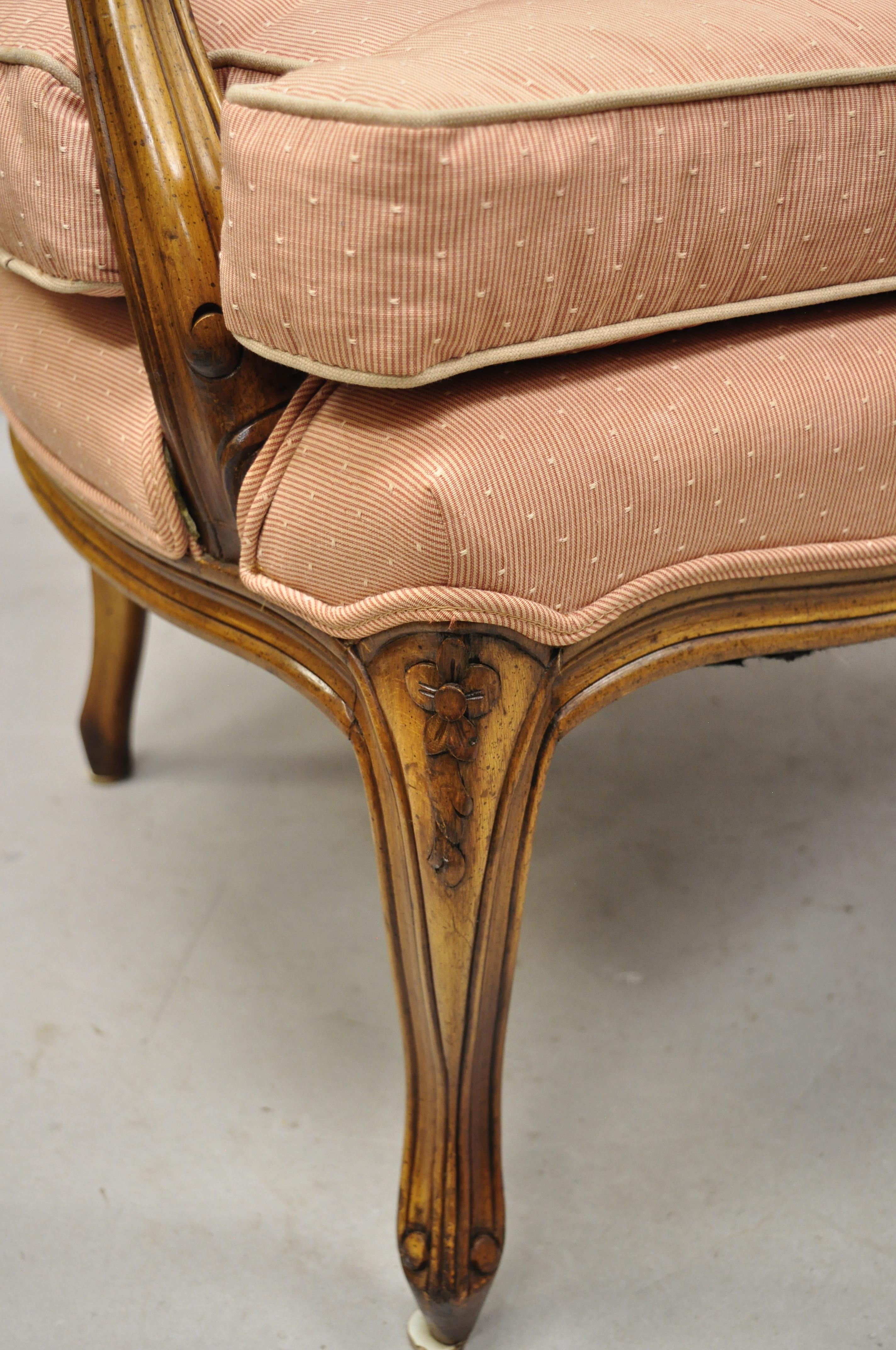 French Louis XV Provincial Style Carved Walnut Cane Back Armchairs, a Pair For Sale 2