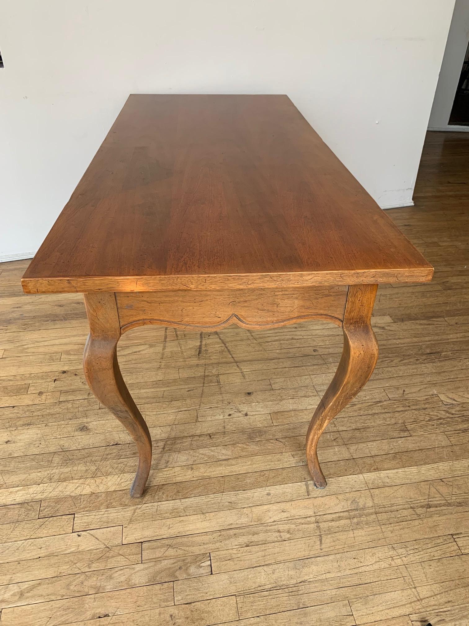 French Louis XV Provincial Style Carved Walnut Dining/Refectory Table In Good Condition In Southampton, NY