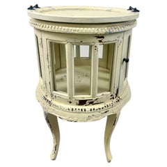 French Louis XV Provincial Style Distressed Off-white Serving Table w Tray