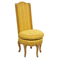 French Louis XV Provincial Style Five Leg Peach Painted Boudoir Slipper Chair