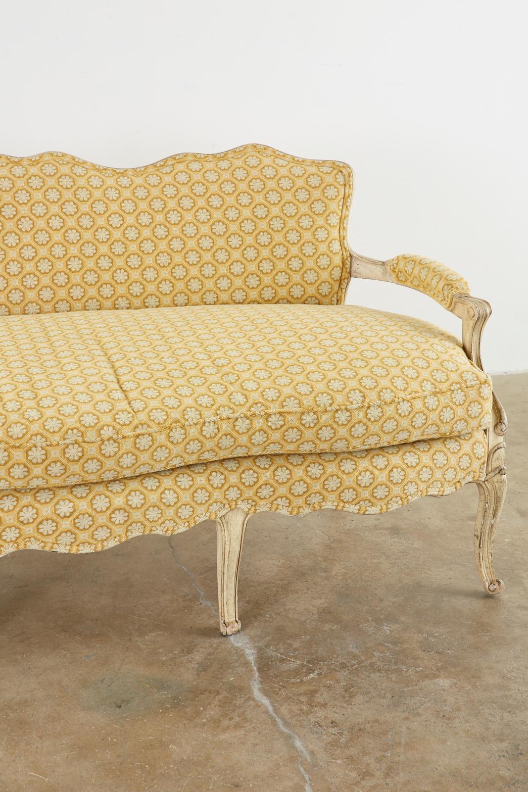 20th Century French Louis XV Provincial Style Painted Serpentine Sofa