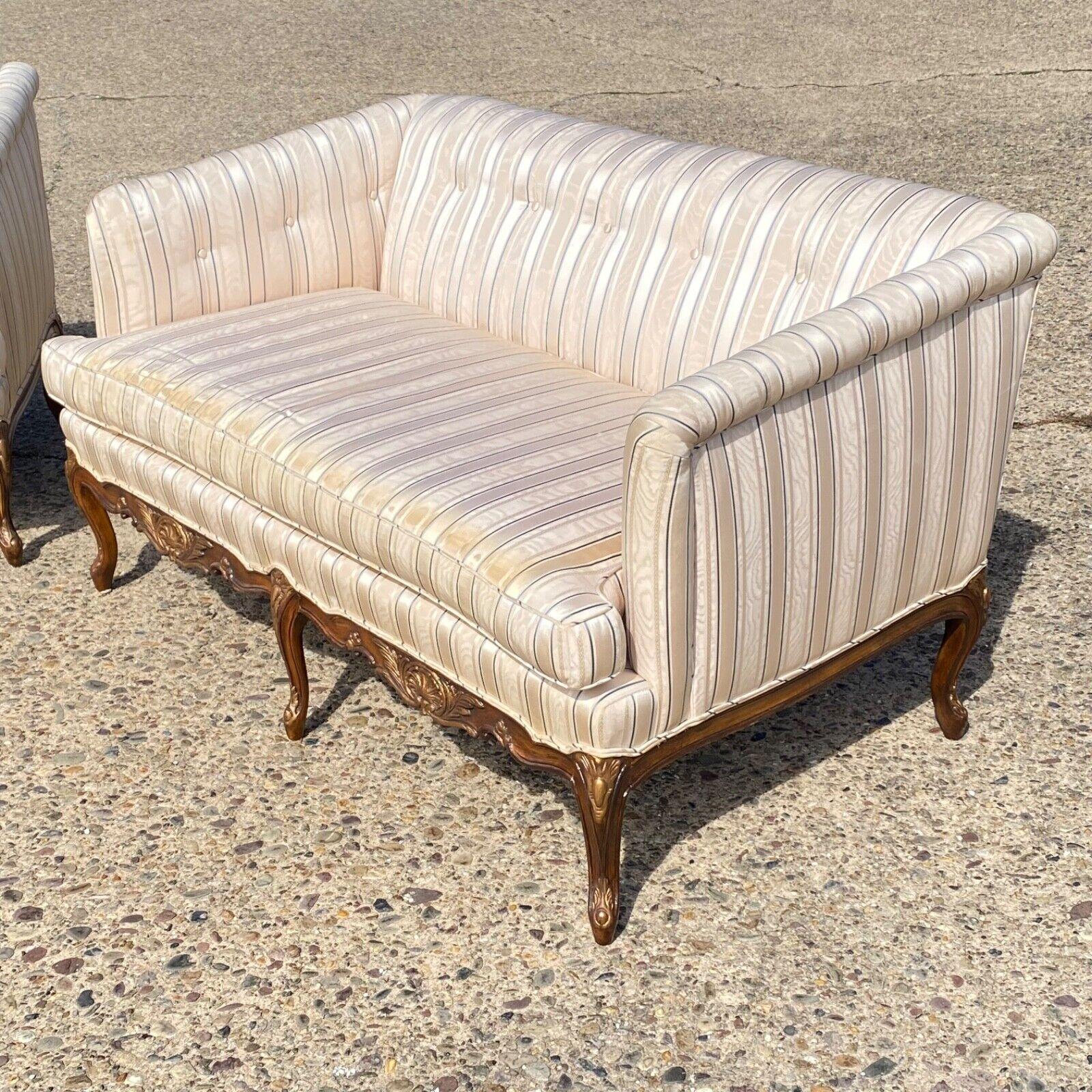 French Louis XV Provincial Style Upholstered Loveseat Sofa Settee - a Pair For Sale 4