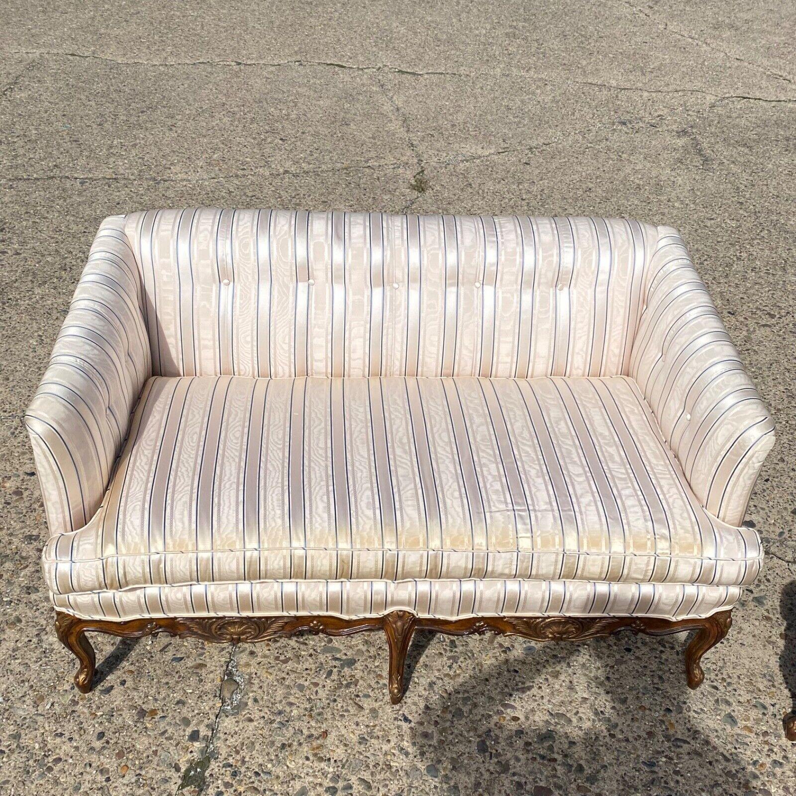 French Louis XV Provincial Style Upholstered Loveseat Sofa Settee - a Pair For Sale 5