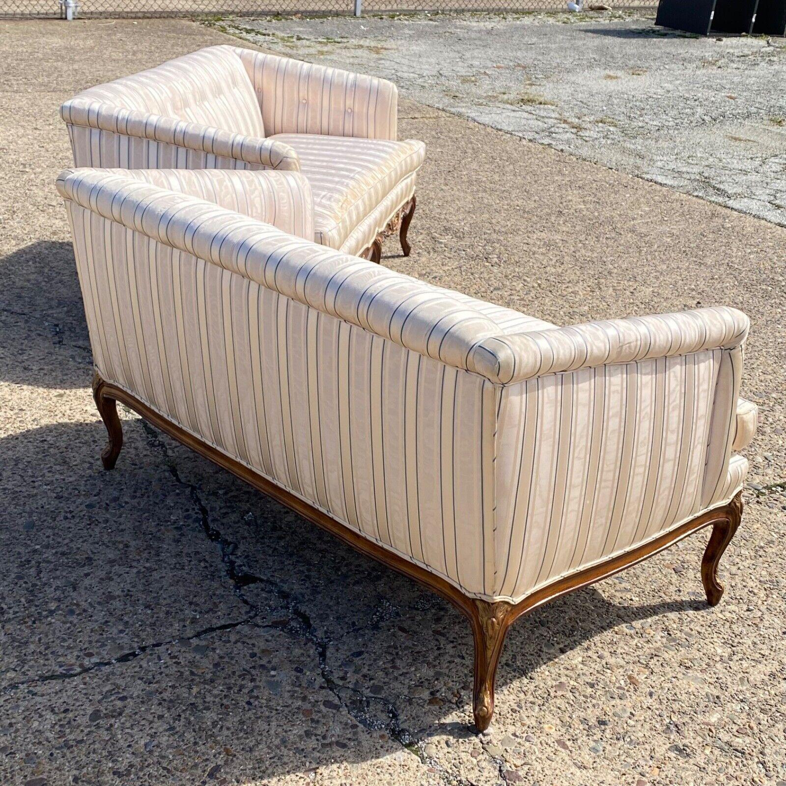 French Louis XV Provincial Style Upholstered Loveseat Sofa Settee - a Pair For Sale 1