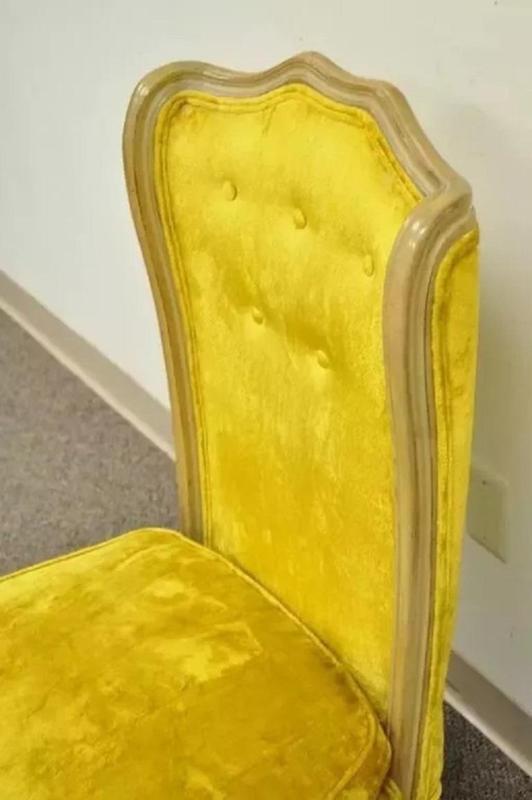 Unknown French Louis XV Provincial Style Yellow Boudoir Curved Back Gold Slipper Chair For Sale