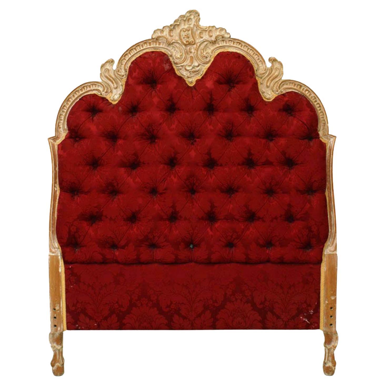French Louis XV Red and Gold Twin Headboard For Sale