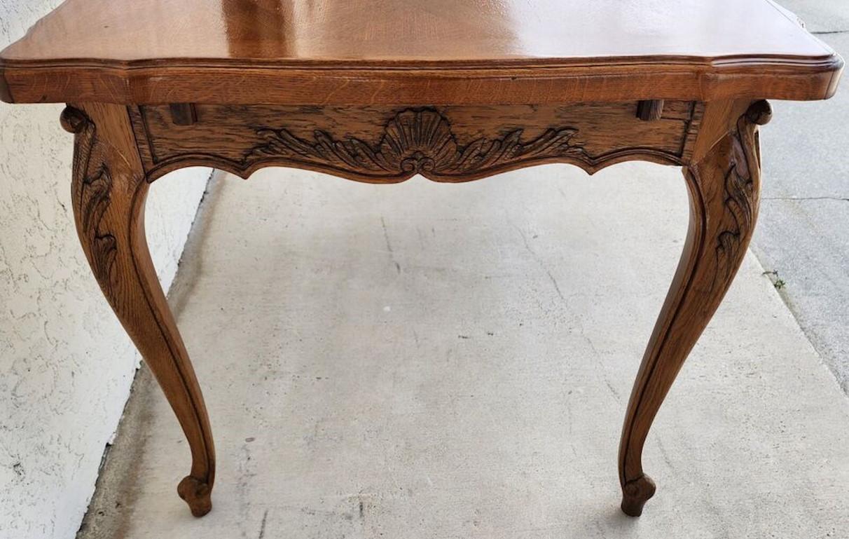 French Louis XV Refractory Dining Table Carved Oak For Sale 8