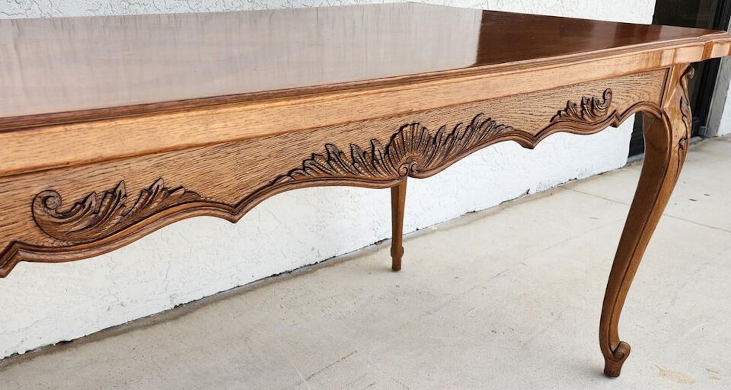 French Louis XV Refractory Dining Table Carved Oak In Good Condition For Sale In Lake Worth, FL