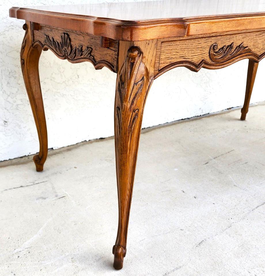 Mid-20th Century French Louis XV Refractory Dining Table Carved Oak For Sale