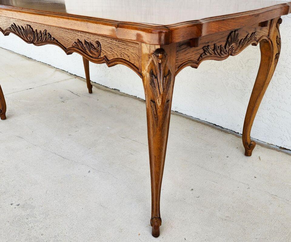 French Louis XV Refractory Dining Table Carved Oak For Sale 1