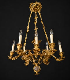 French Louis XV Revival Gilt Chandelier, 9 Lights, circa 1900