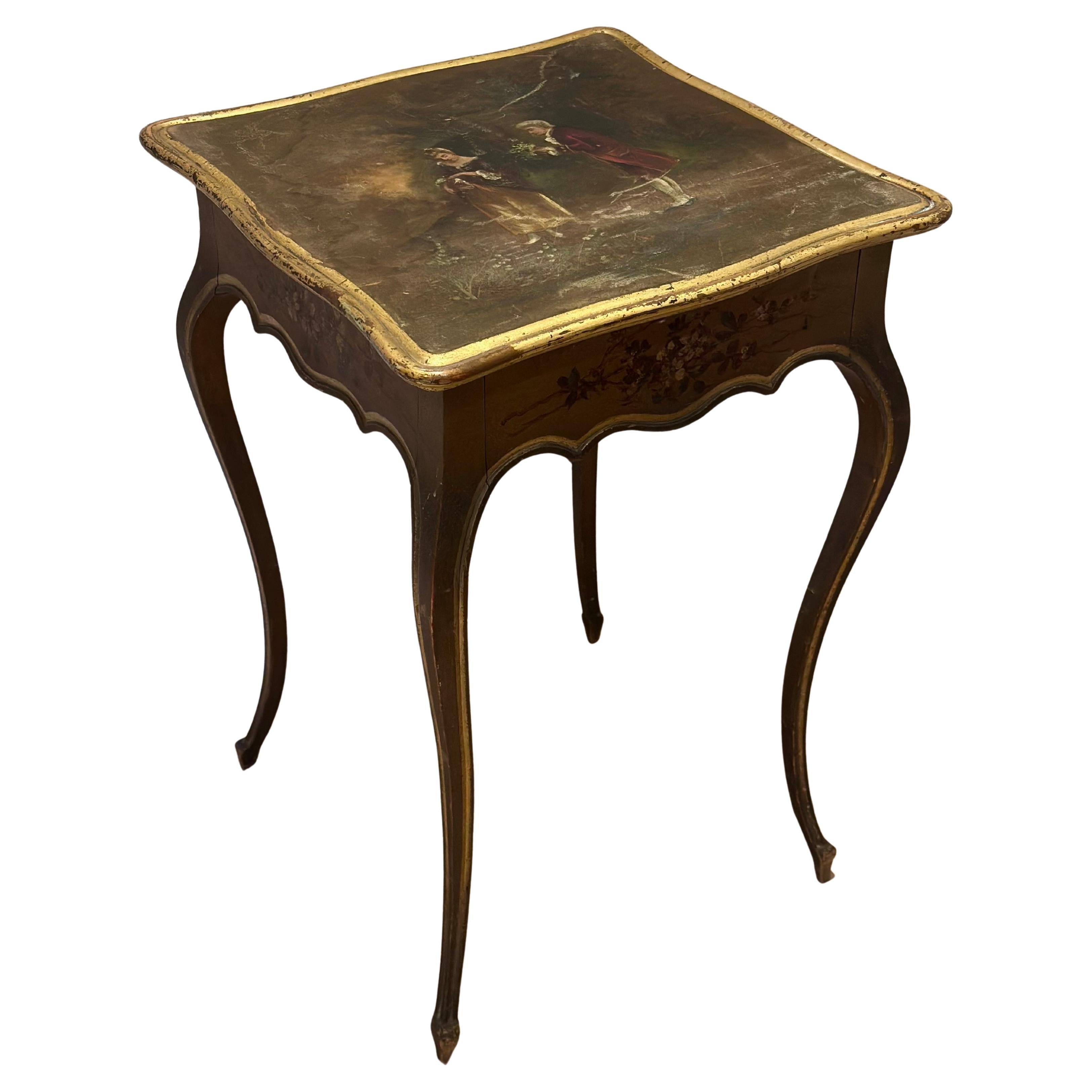 French Louis XV Revival Painted Side Table, Belle Époque, Circa 1880
