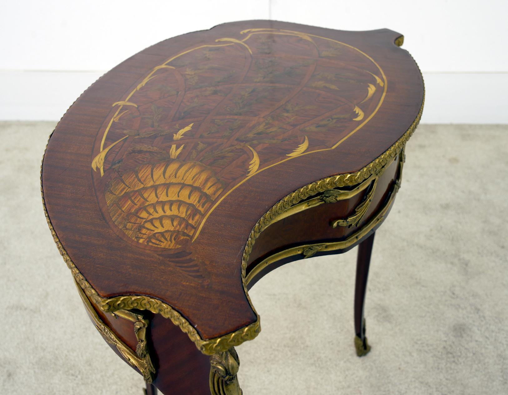 French Louis XV Revival Side Dressing Table Inlay For Sale 7