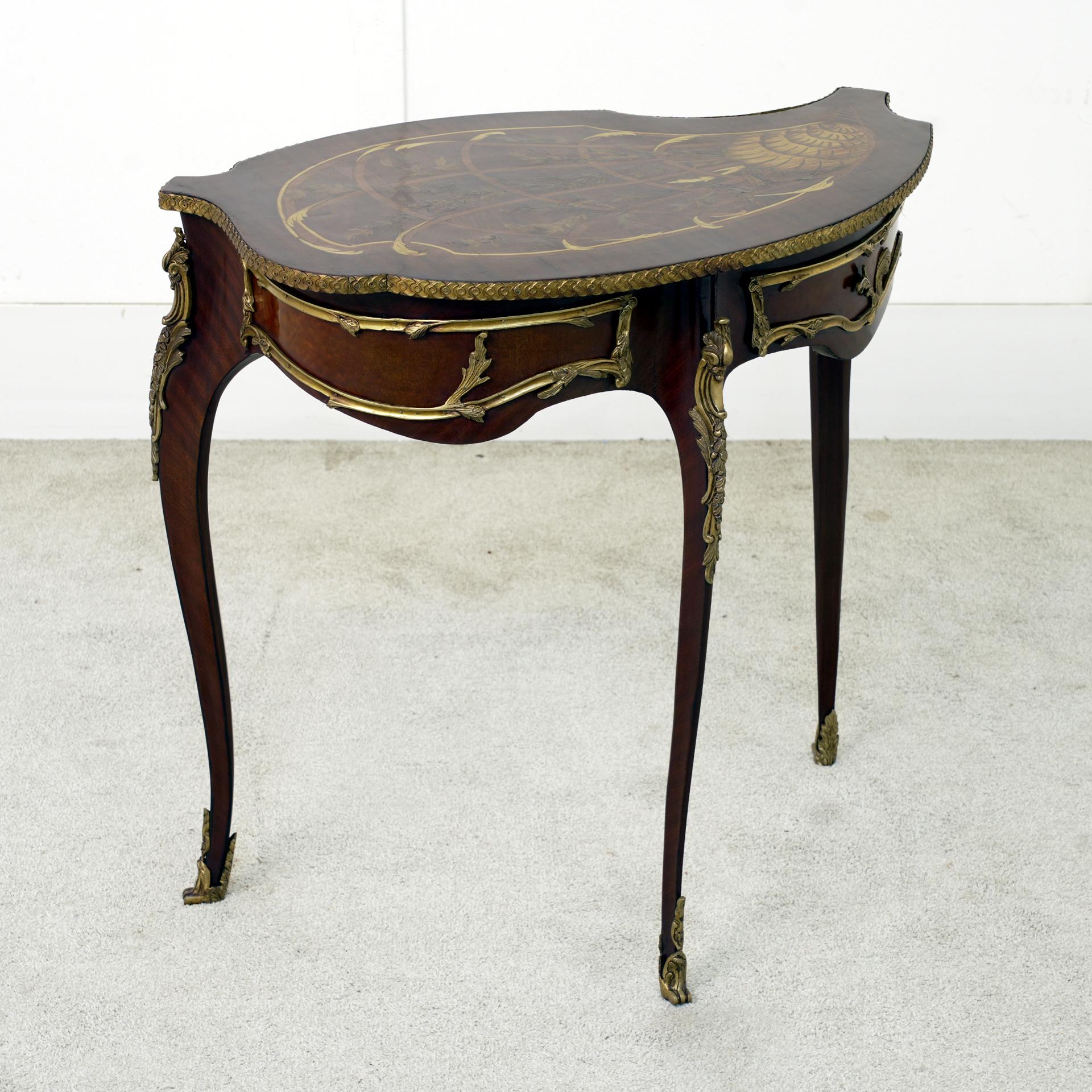 Gilt French Louis XV Revival Side Dressing Table Inlay For Sale