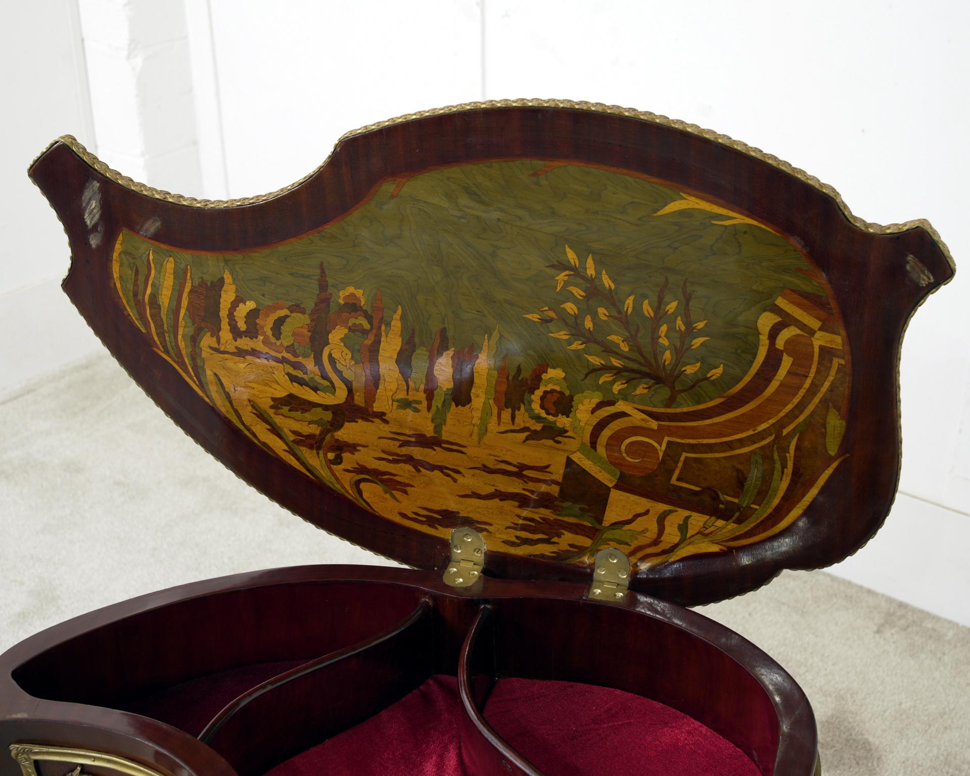 Early 20th Century French Louis XV Revival Side Dressing Table Inlay For Sale