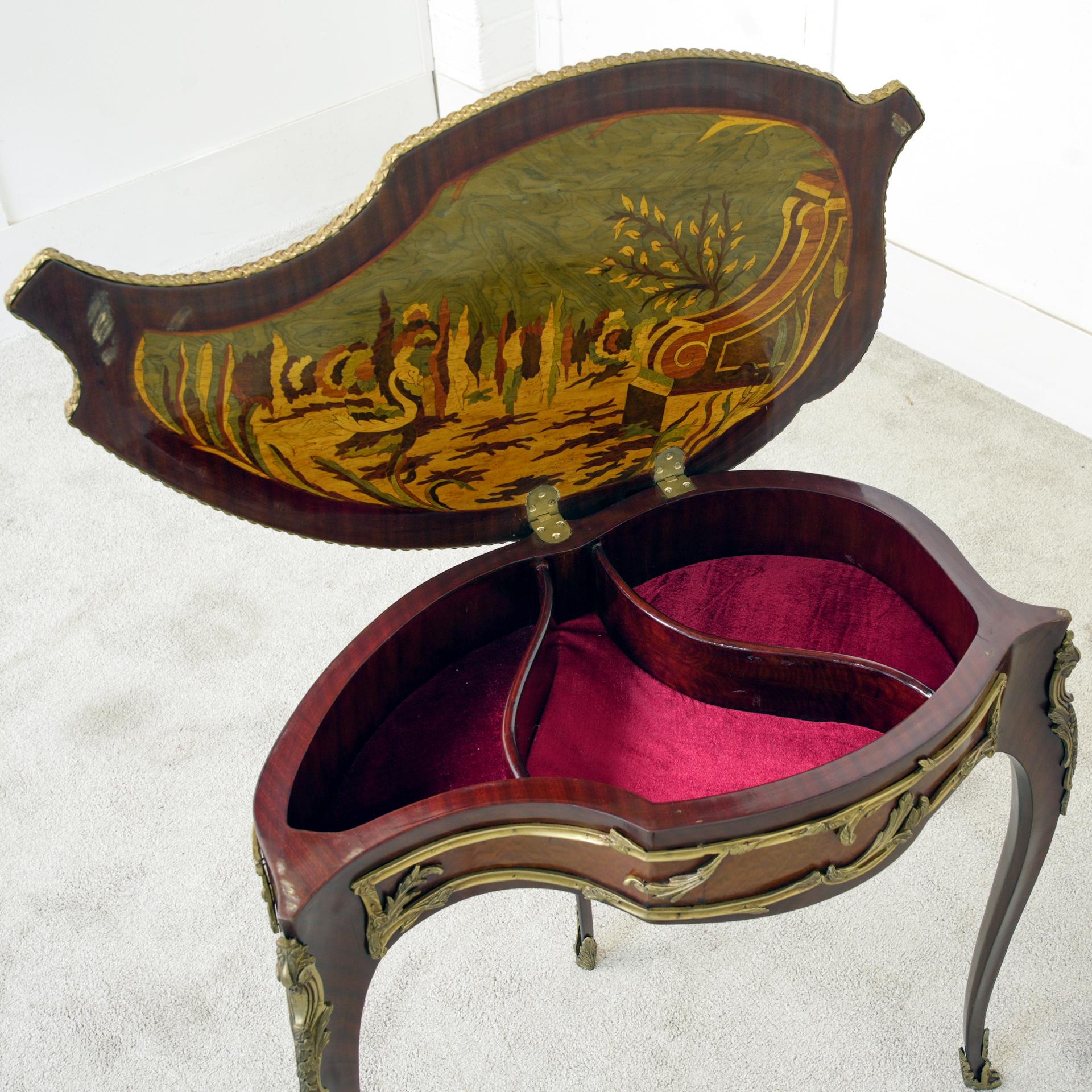 French Louis XV Revival Side Dressing Table Inlay For Sale 1