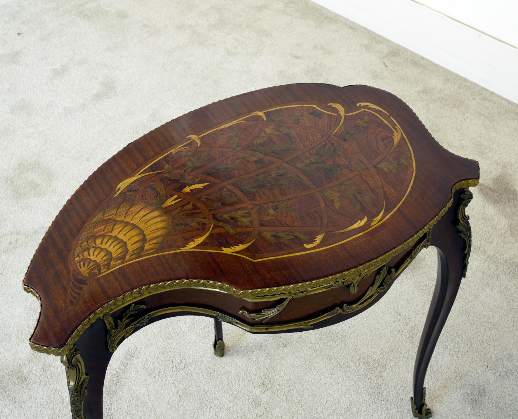 French Louis XV Revival Side Dressing Table Inlay For Sale 2