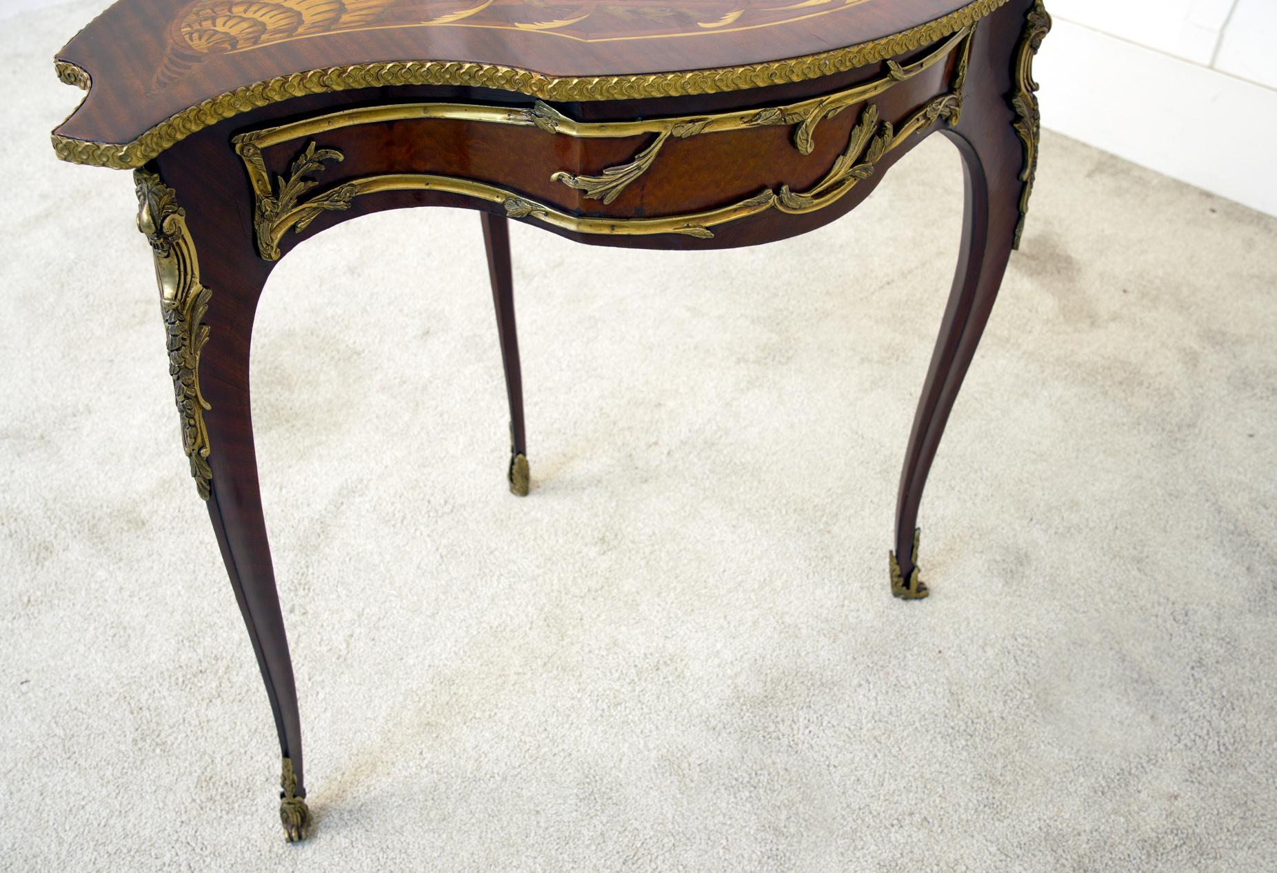 French Louis XV Revival Side Dressing Table Inlay For Sale 3