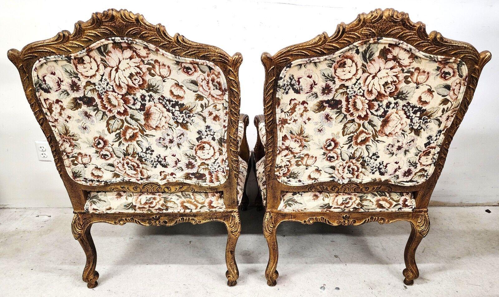 French Louis XV Rococo Giltwood Fauteuil Oversized Armchairs - a Pair For Sale 6