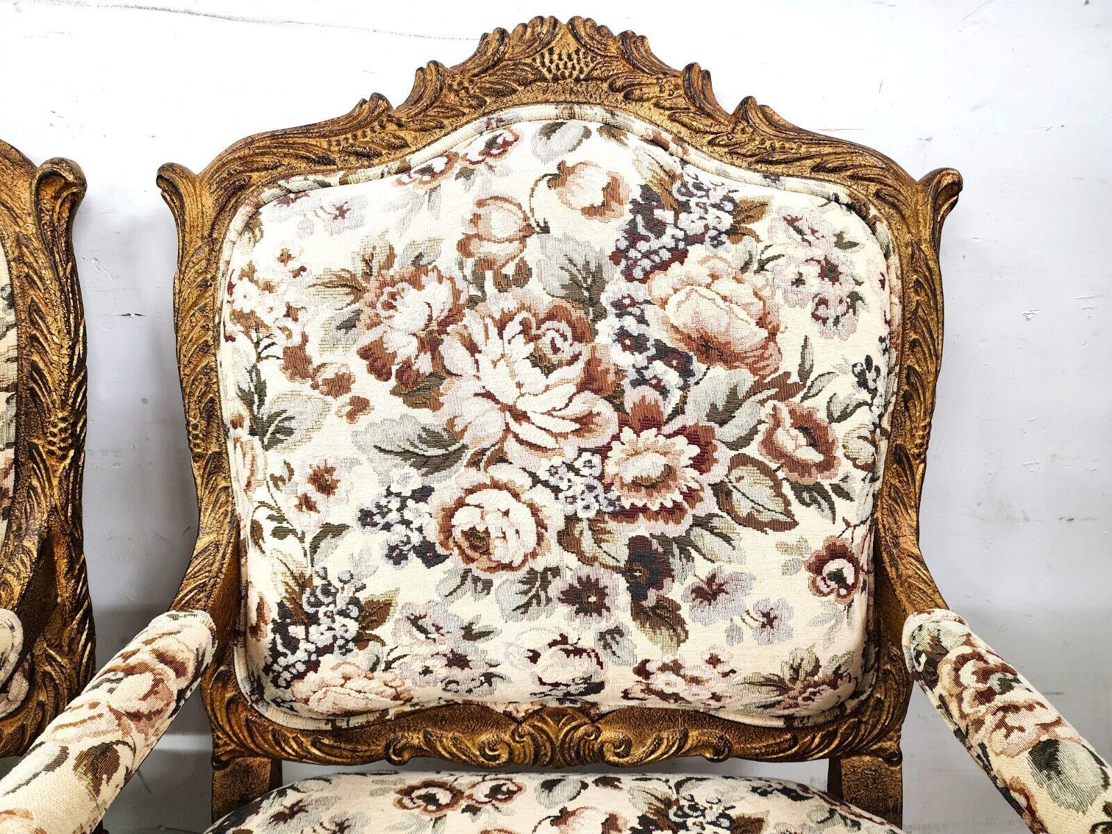 20th Century French Louis XV Rococo Giltwood Fauteuil Oversized Armchairs - a Pair For Sale