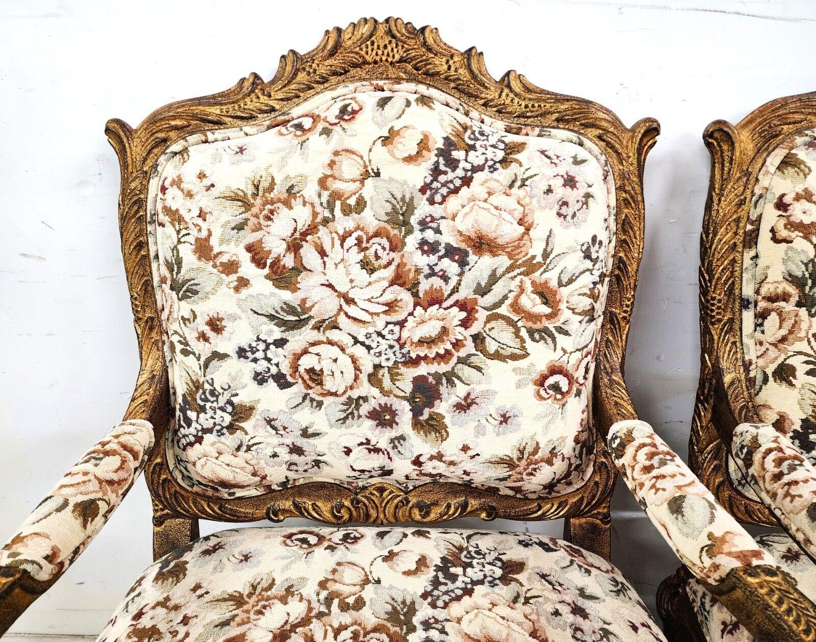 French Louis XV Rococo Giltwood Fauteuil Oversized Armchairs - a Pair For Sale 1