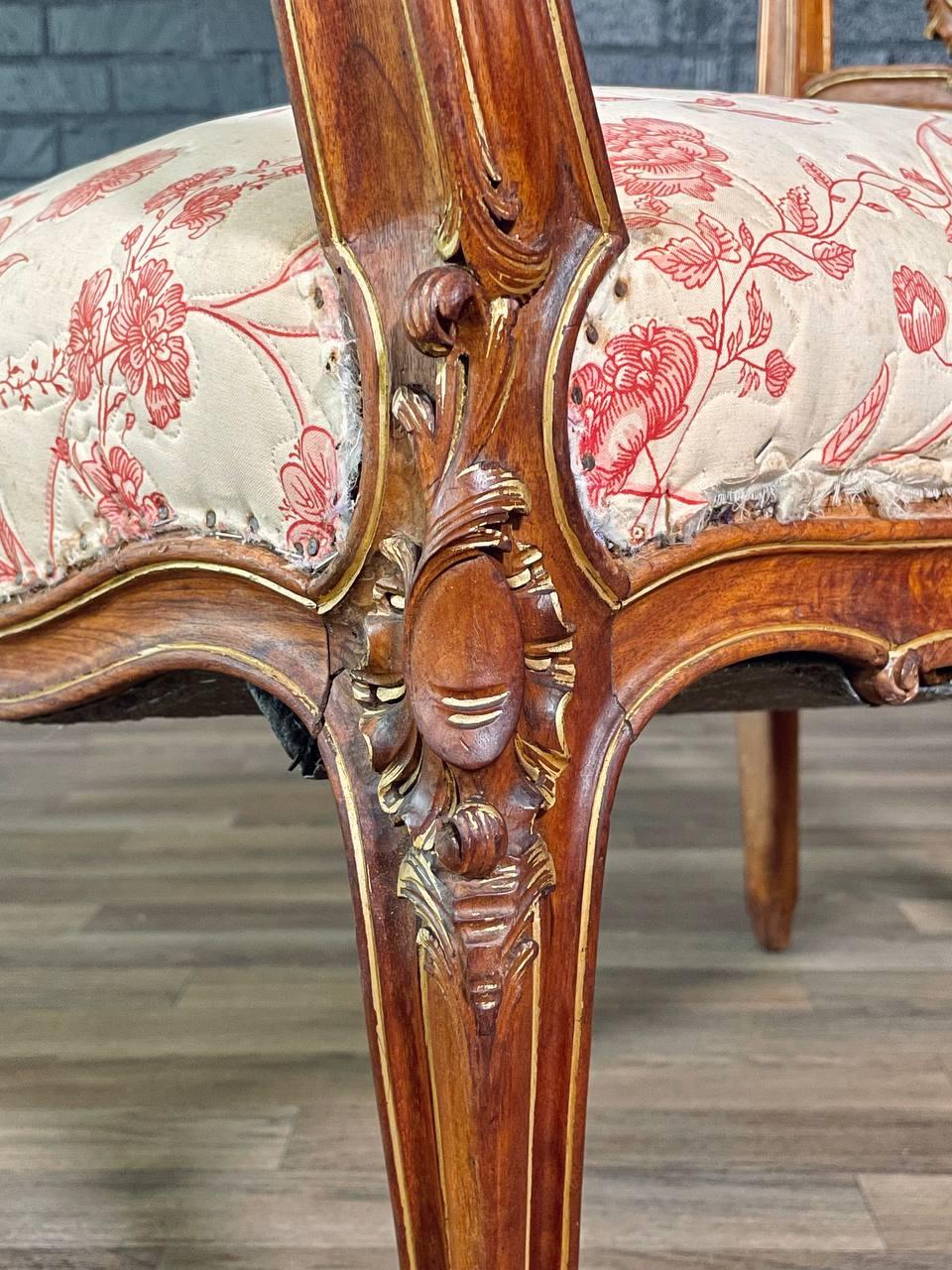 Panca da camera da boudoir in stile Rococo Luigi XV francese in vendita 2