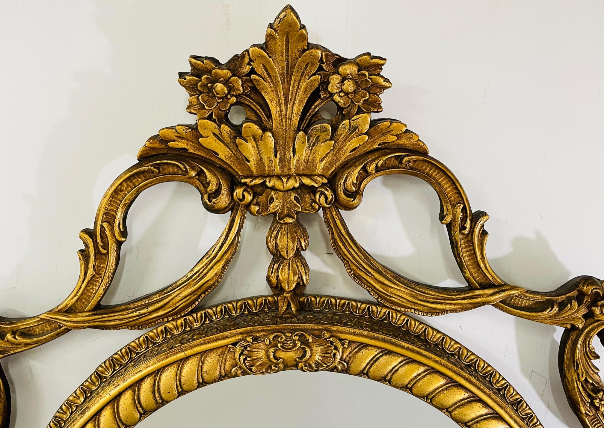 French Louis XV Rococo Style Gilt Wood Circular Wall or Mantel Mirror 6