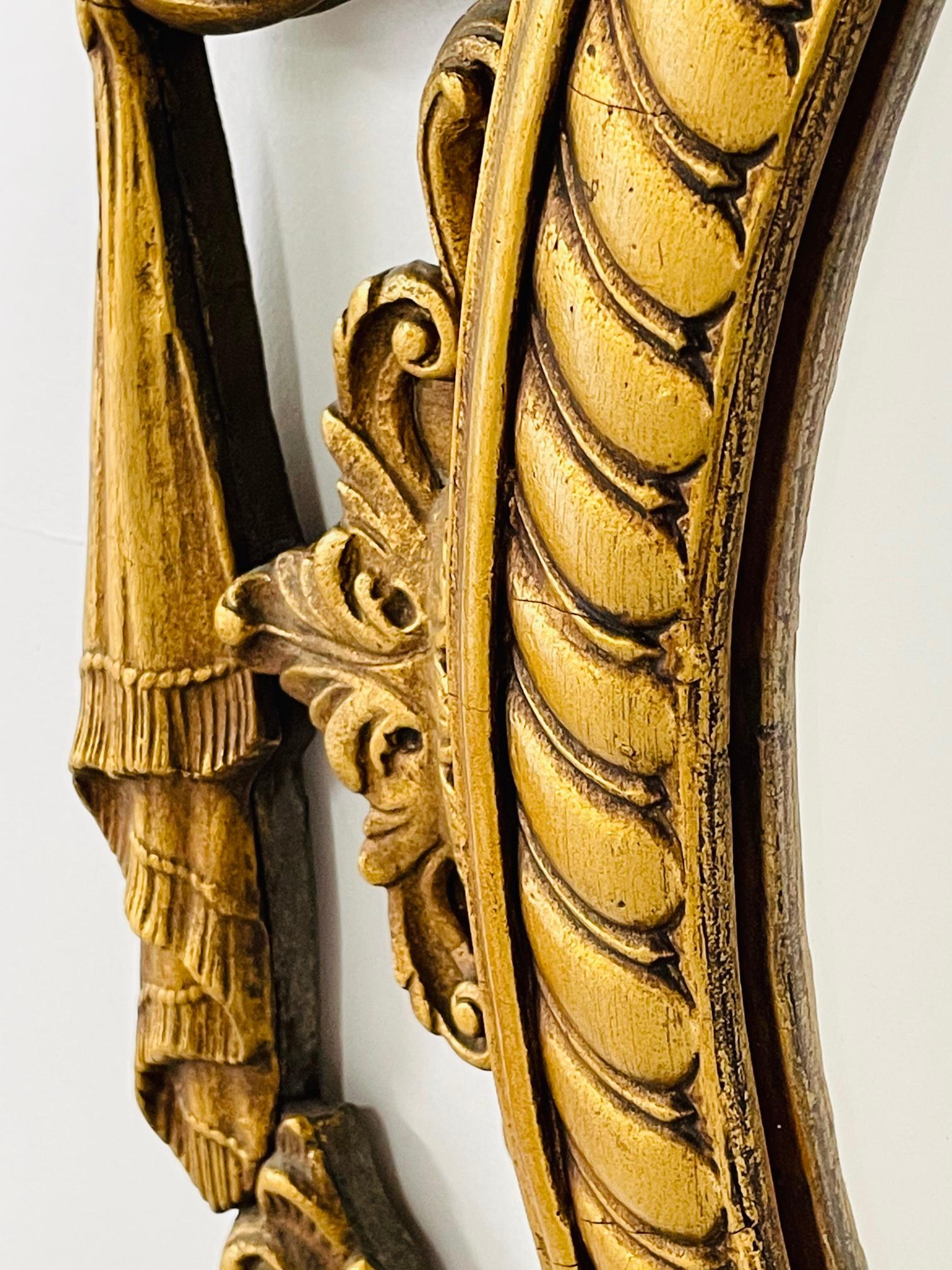 French Louis XV Rococo Style Gilt Wood Circular Wall or Mantel Mirror 7