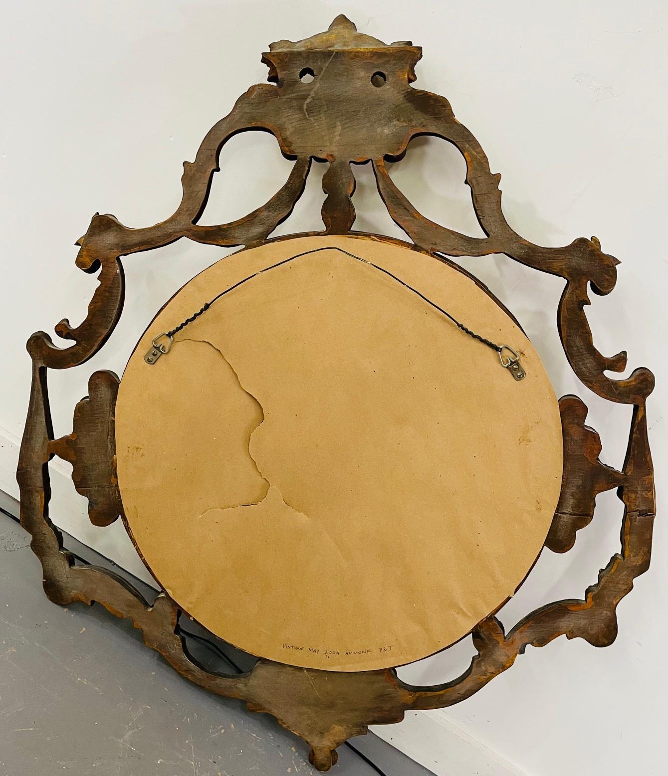French Louis XV Rococo Style Gilt Wood Circular Wall or Mantel Mirror 8