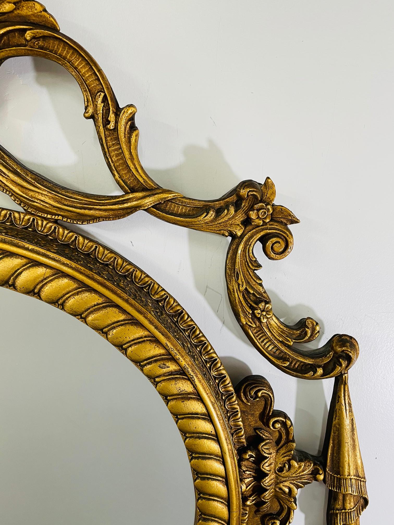 French Louis XV Rococo Style Gilt Wood Circular Wall or Mantel Mirror 1