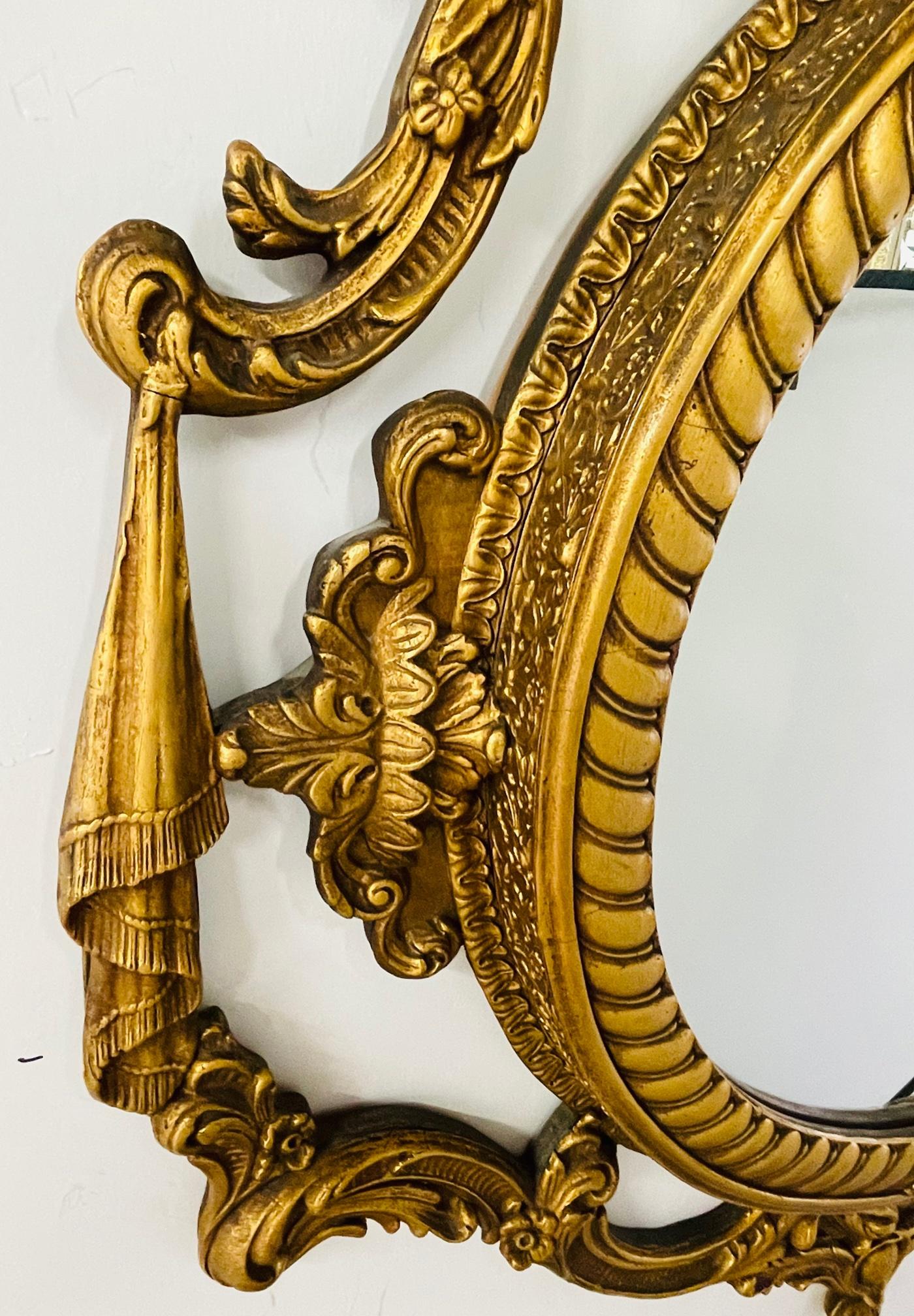 French Louis XV Rococo Style Gilt Wood Circular Wall or Mantel Mirror 4