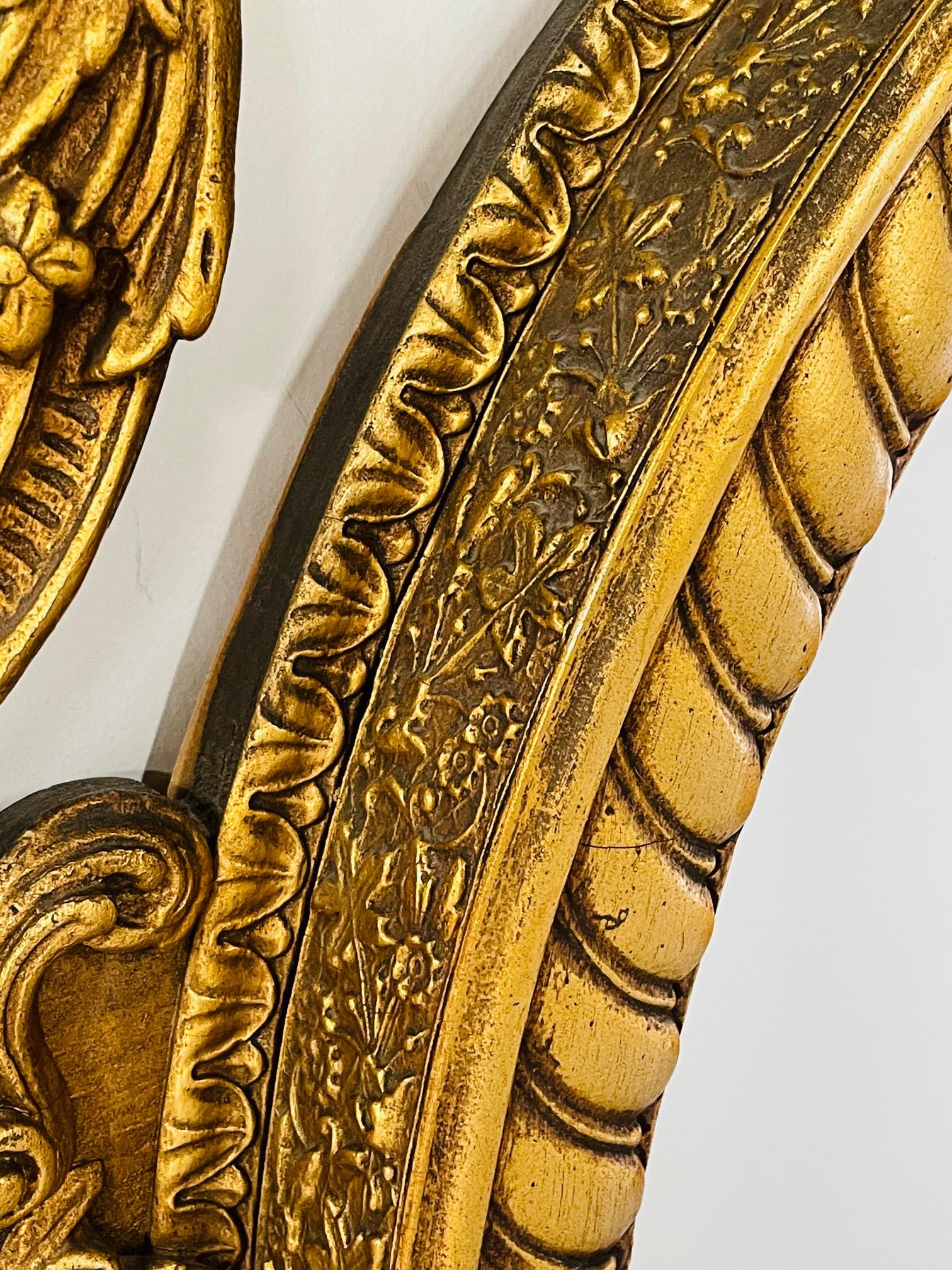 French Louis XV Rococo Style Gilt Wood Circular Wall or Mantel Mirror 5