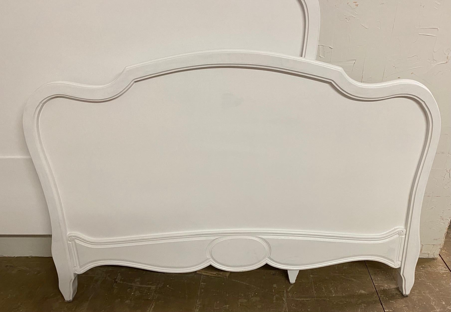 French Louis XV Rococo Style Painted Bed For Sale 1