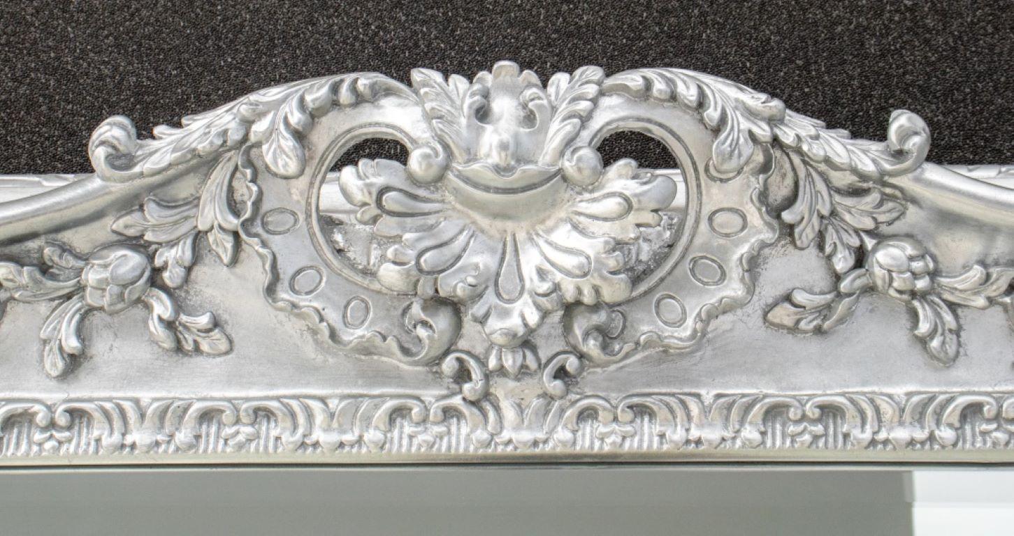 18th Century and Earlier French Louis XV Rococo Style Silvered Wood Mirror For Sale