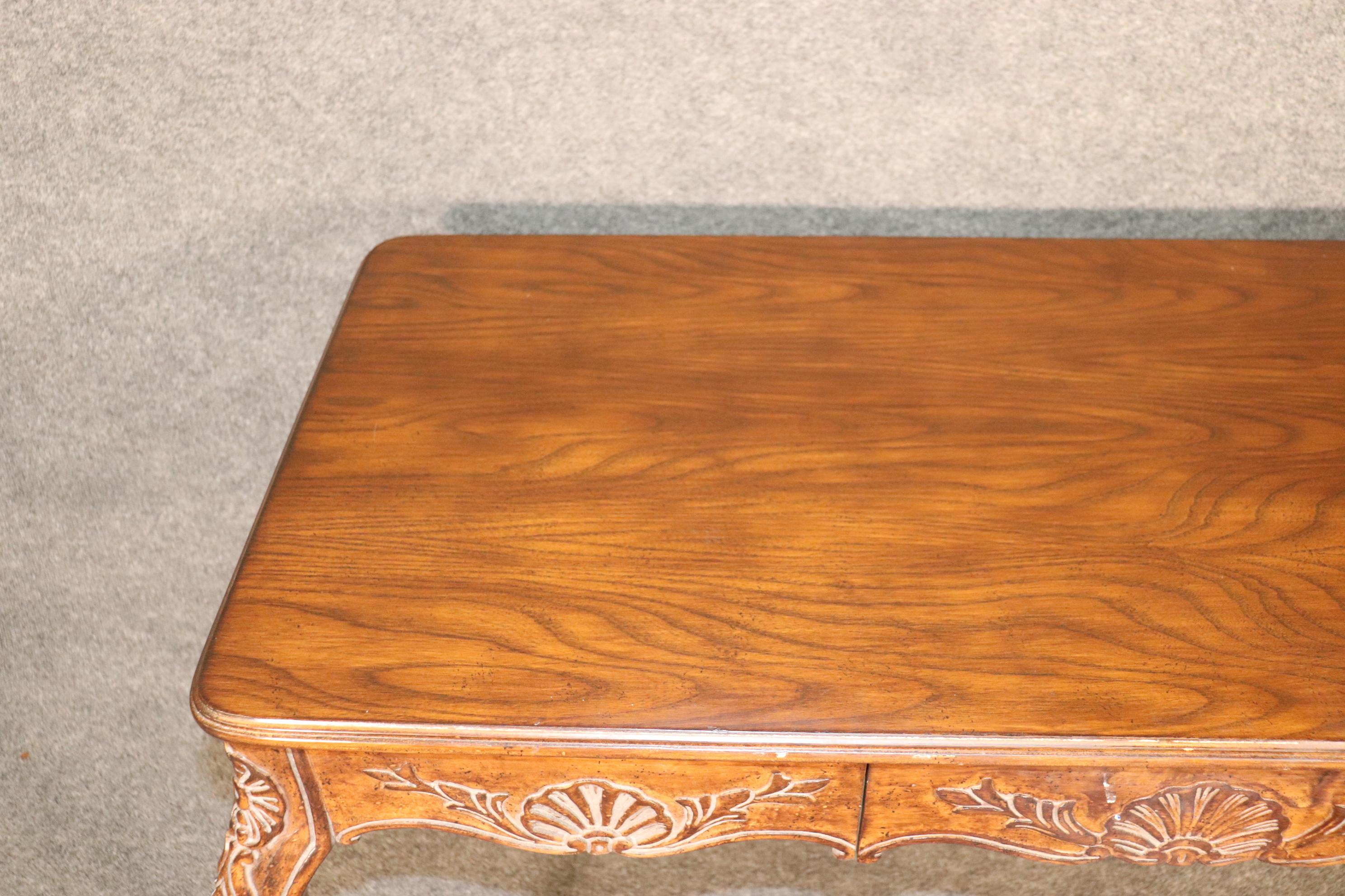 French Louis XV Rococo Style Walnut Writing Desk Table Circa 1960s  For Sale 7