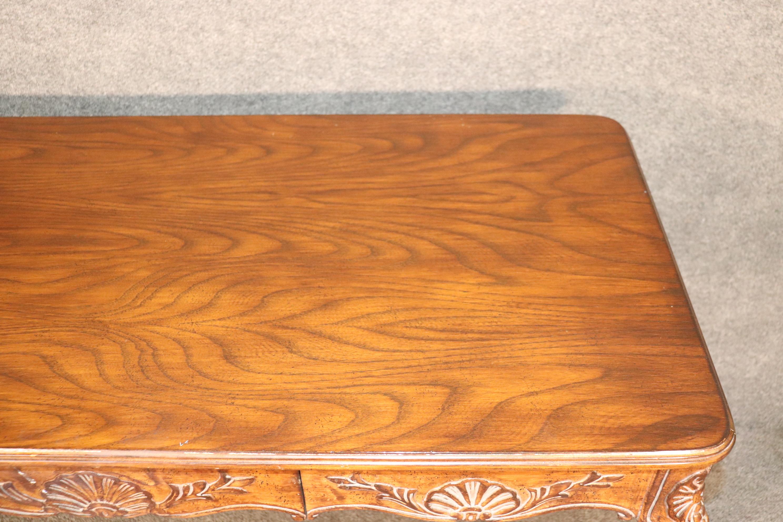 French Louis XV Rococo Style Walnut Writing Desk Table Circa 1960s  For Sale 8