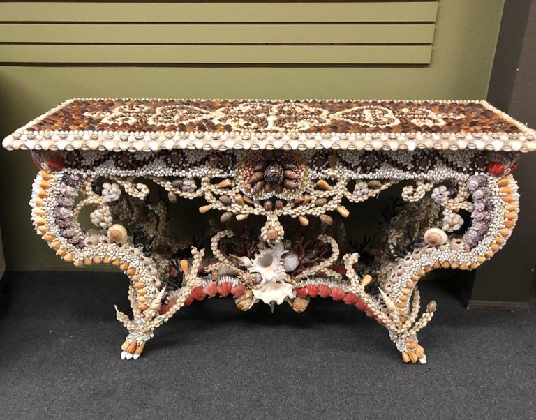 French Seashell Encrusted Console / Entry Table at 1stDibs | french ...